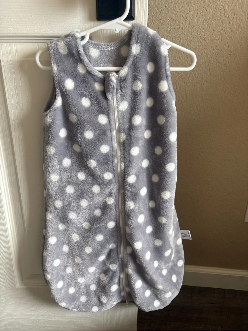 Grey Polka Dot Sleeveless Sleep Sack with Front Zipper
